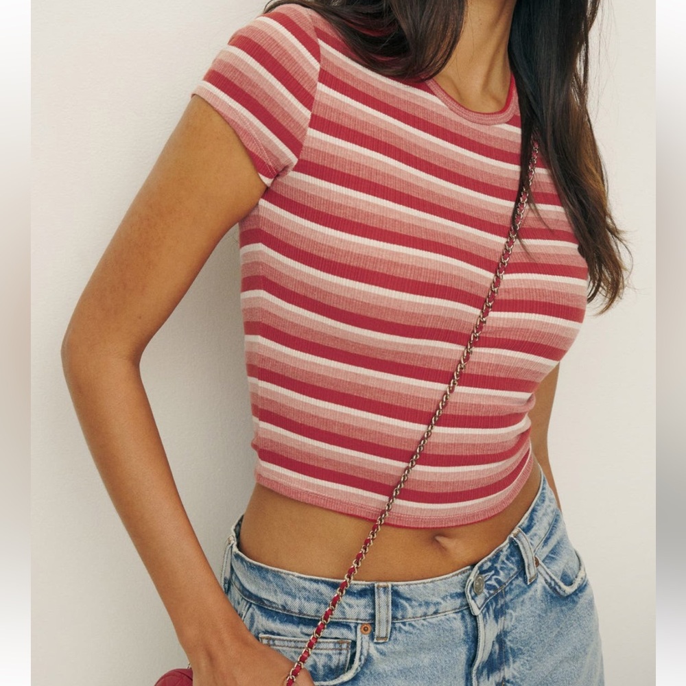 Reformation Muse Rib Stretch Organic Cotton T-shirt